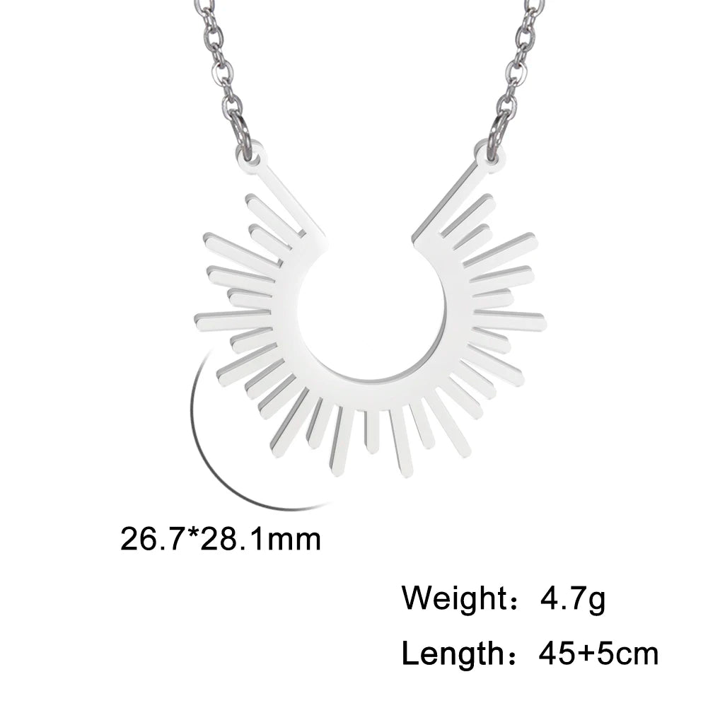 Skyrim Fashion Sun Ray Pendent Necklace Women Stainless Steel Chain Necklaces Bohemian Neck Jewelry Gifts for Friends 2025 New