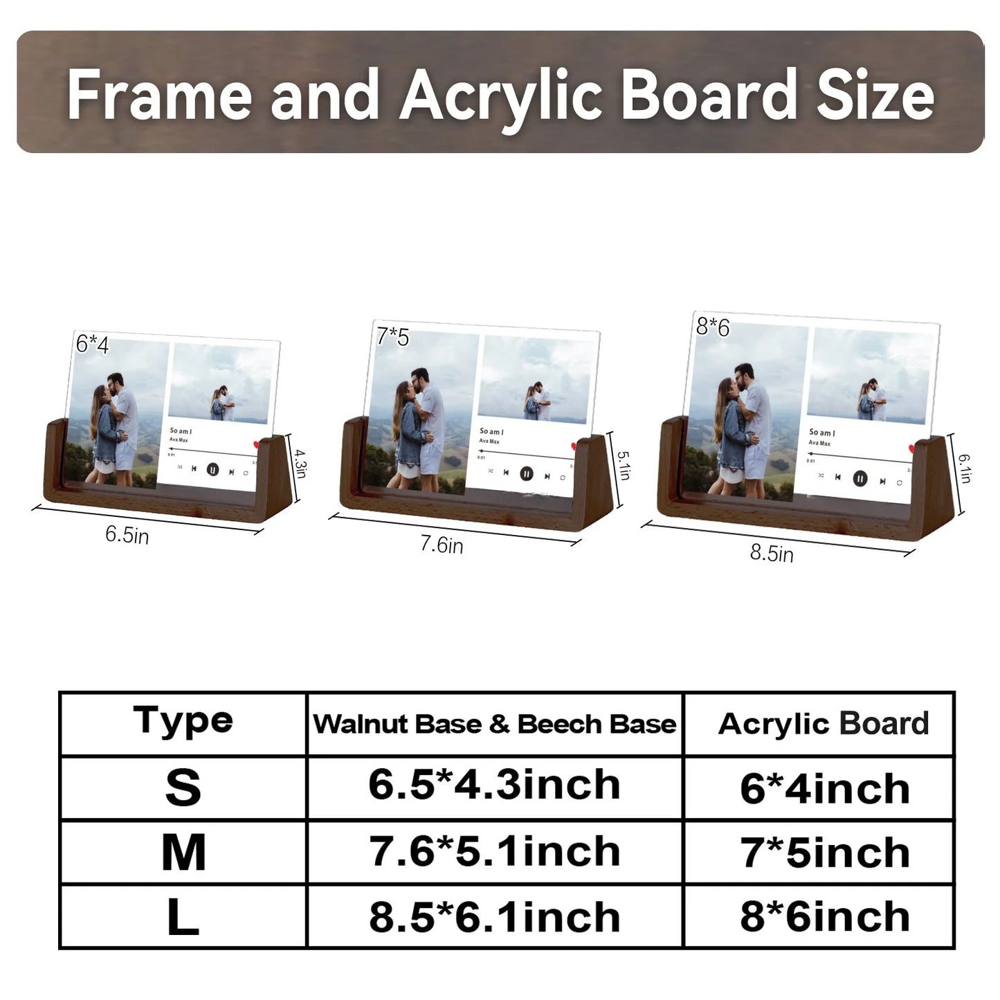 Custom Song Acrylic Photo Frame Wedding Anniversary Gift for Couple Him Her Personalized Music Code Picture Frame Home Decor