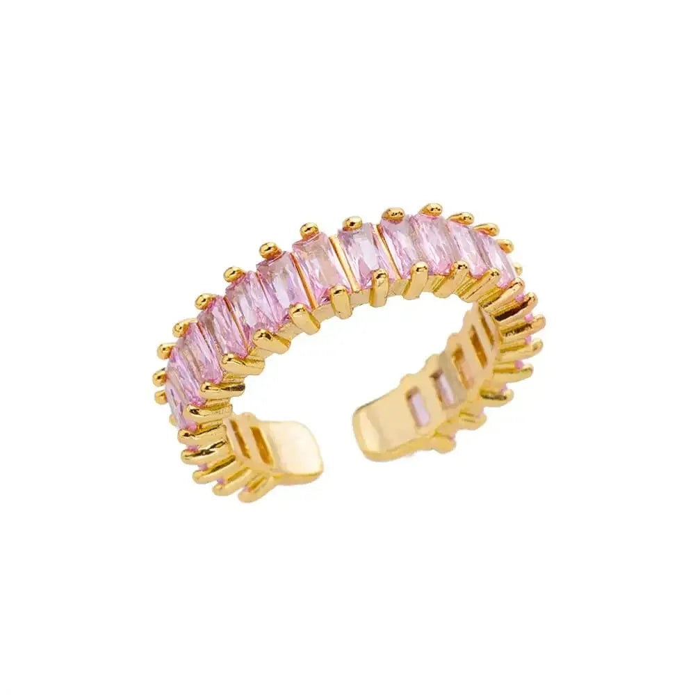 Adjustable Copper Zircon Ring For Women's For Party Engagement Fashion Christmas Gift For Women Aesthetic Metal Gold Color Ring