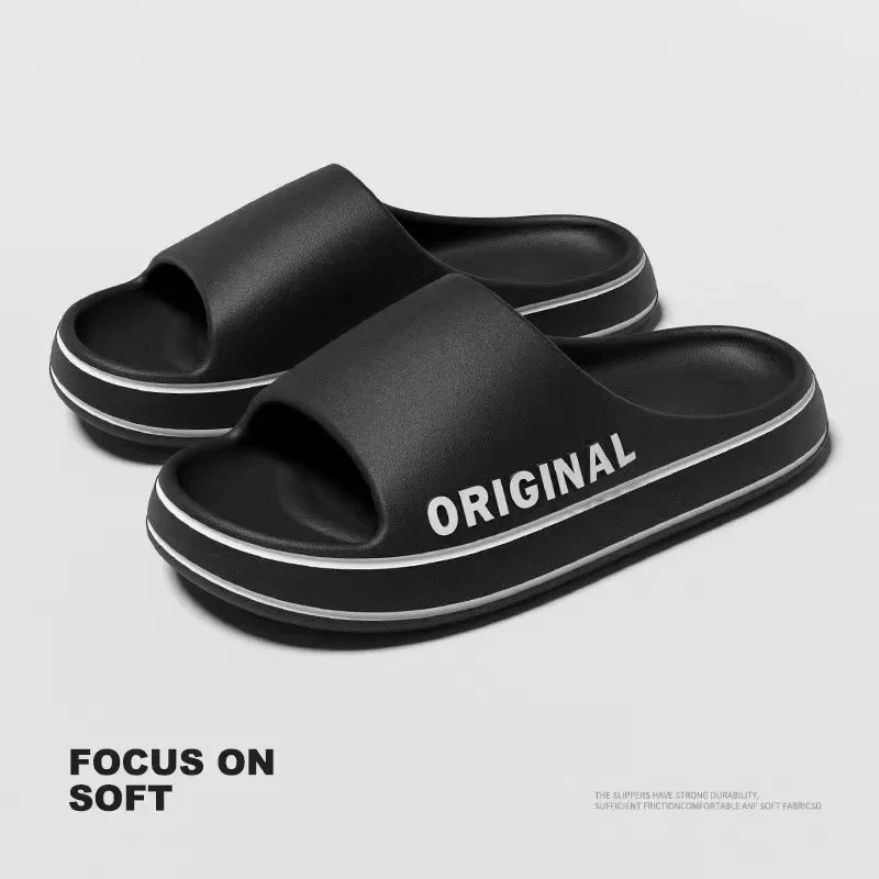 High-end Simple Men's Summer Slippers Eva Outsole Non-slip Indoor Home Bathroom Slippers For Couples Feeling Outer Wear