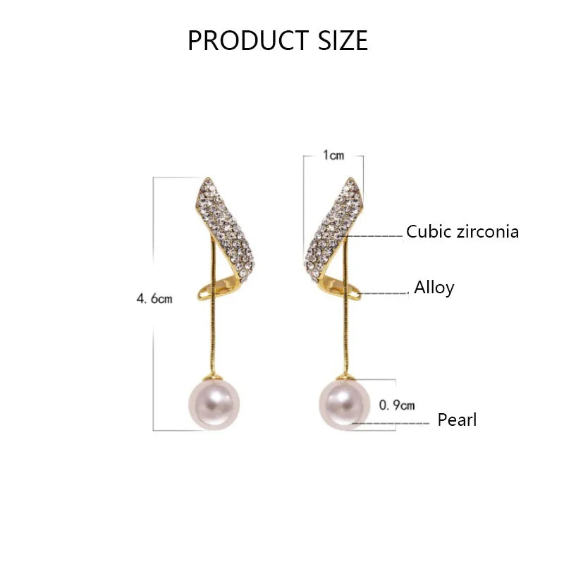 2Pcs New Classic Elegant Imitation Pearl Dangle Earrings For Women, Crystal Long Tassel Exquisite Drop Earring Wedding Jewelry