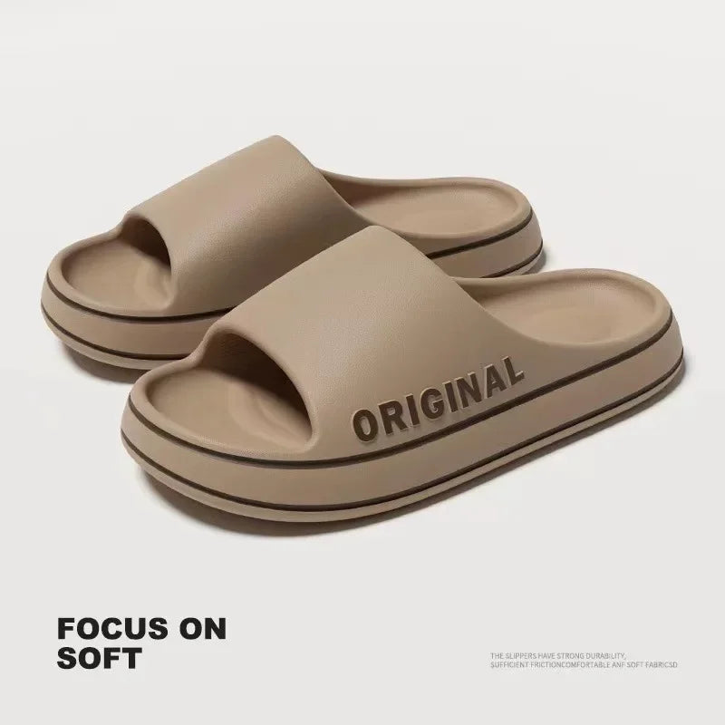 High-end Simple Men's Summer Slippers Eva Outsole Non-slip Indoor Home Bathroom Slippers For Couples Feeling Outer Wear