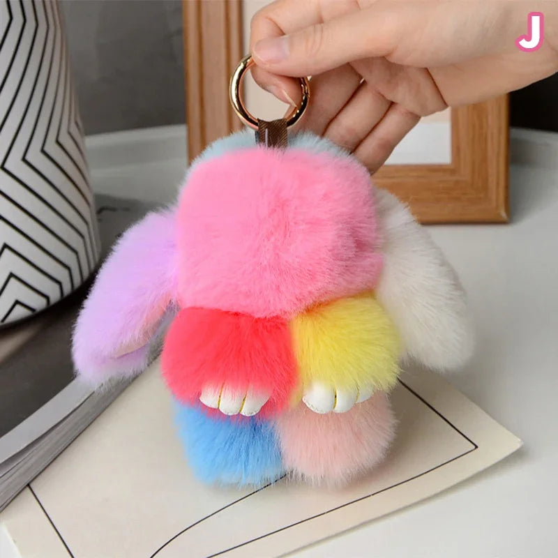15cm Rabbit Fur Keychain Women Bag Car Key chain Pendant Decoration Jewelry Bags Hangings Accessories Gifts