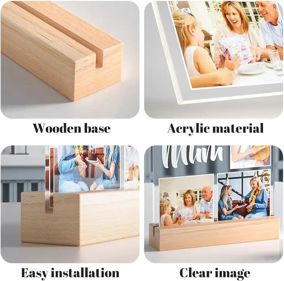 Personalised Acrylic Spotify Music Photo Plaque with LED Night Light Custom Mothers Day Gift Photo frames Custom Couple Gift