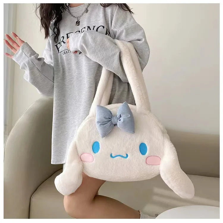 Sanrio Plush Cinnamoroll Melody Kuromi Women Tote Handbags Shoulder Bags Fashion Female Messenger Bags Purses Xmas Gifts