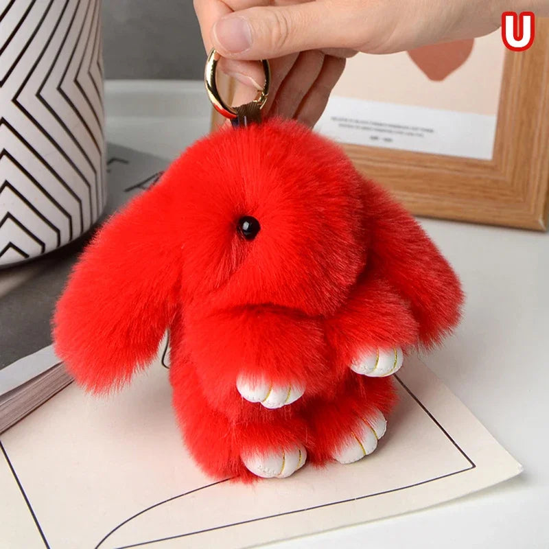 15cm Rabbit Fur Keychain Women Bag Car Key chain Pendant Decoration Jewelry Bags Hangings Accessories Gifts