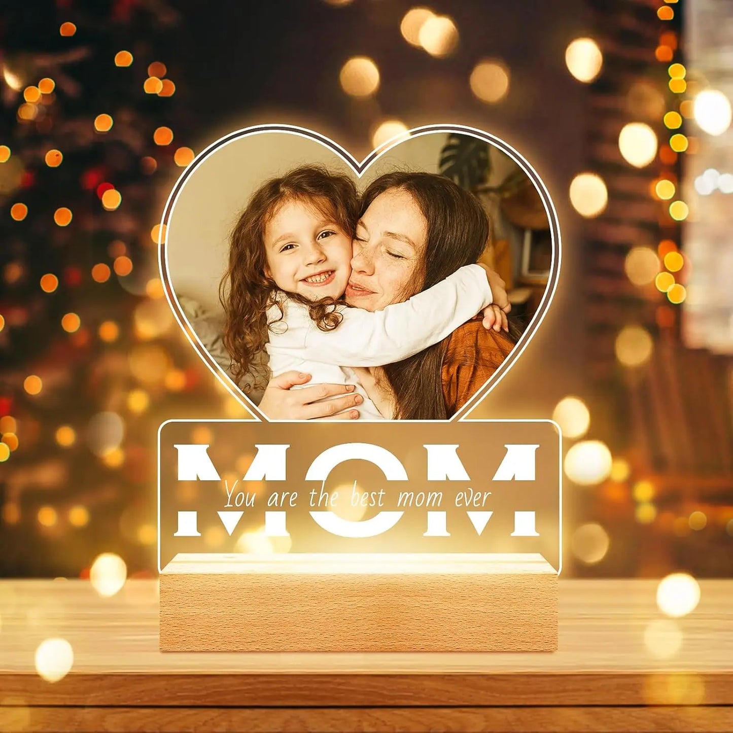 Custom Couples Gifts Acrylic Plaque Picture Frame Personalized Acrylic Lamp Photo with Night Light Anniversary Wedding Gifts