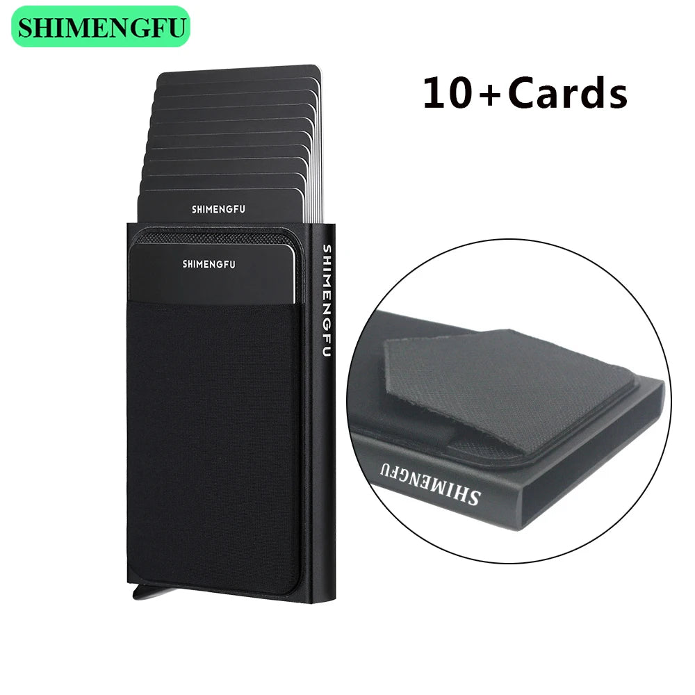 Pop Up RFID ID Card Holder Male Wallet Mini Package Aluminum Metal Protective Gear Storage Bag Smart Quick Release Women Purse