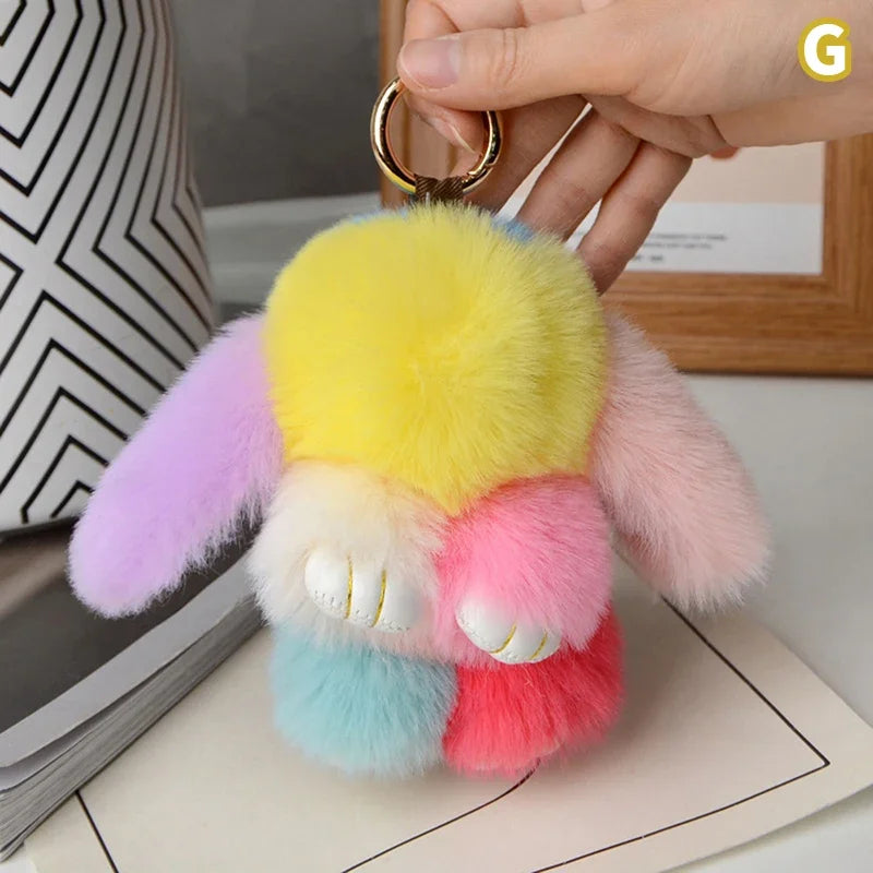 15cm Rabbit Fur Keychain Women Bag Car Key chain Pendant Decoration Jewelry Bags Hangings Accessories Gifts