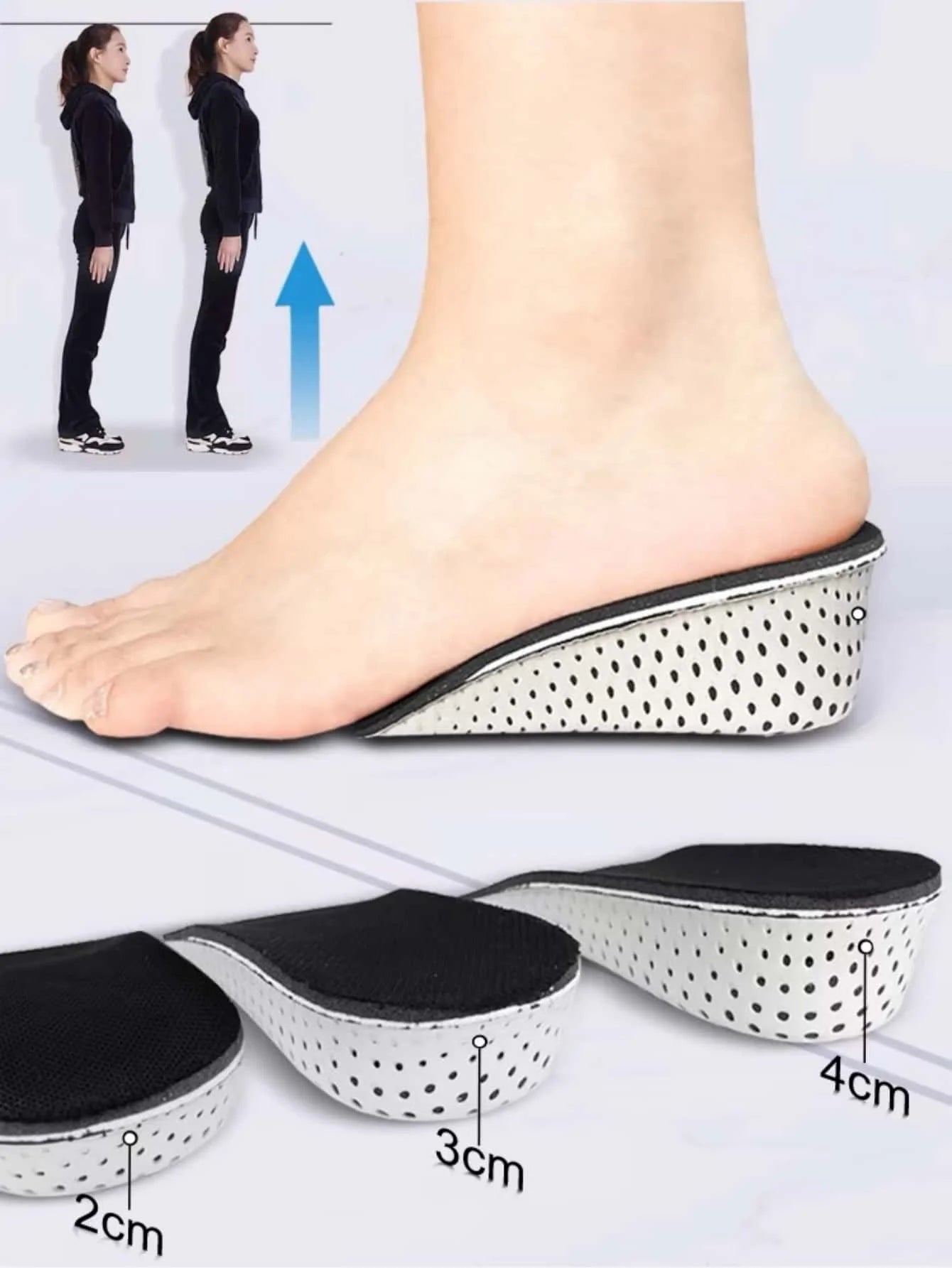 Invisible Height Increase Insoles EVA Memory Foam Men Women Shoe Insole Heel Lifting 2/3/4CM Taller Cushion Heighten Shoe Pad