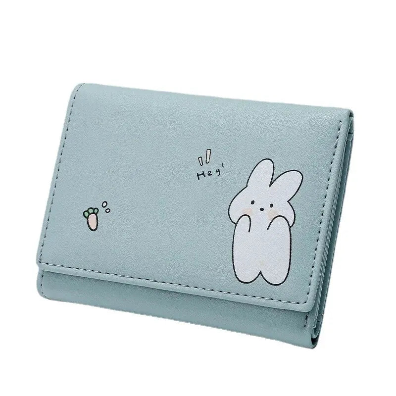 2024 Women Short Cute Small Wallet with Hasp ID Bank Card Holder for Student Girl Bag Coin Purse Ladies Wallets Cartoon Bag Pink
