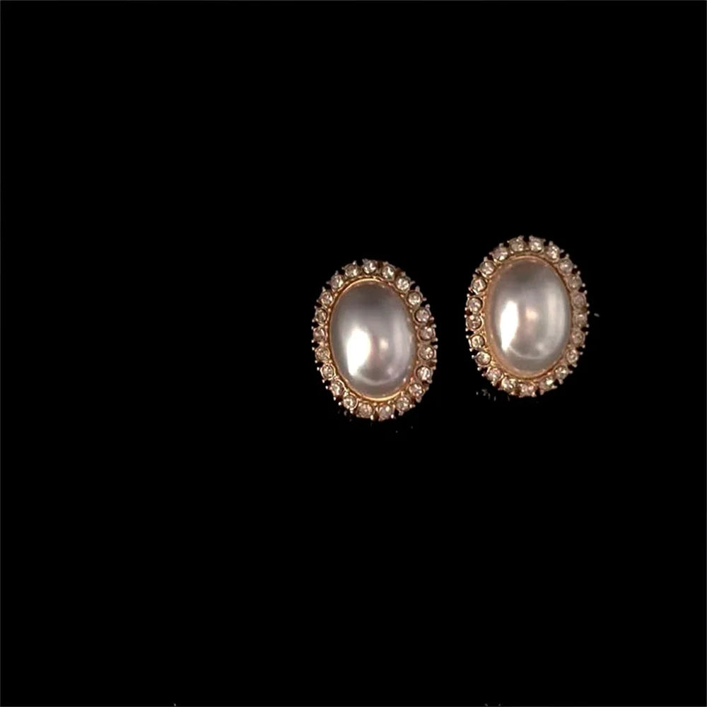 Women Elegant Pearl Double Layers Necklace Earrings Exquisite Vintage Classic Chains For Lady Party Wedding Retro Jewelry Choker