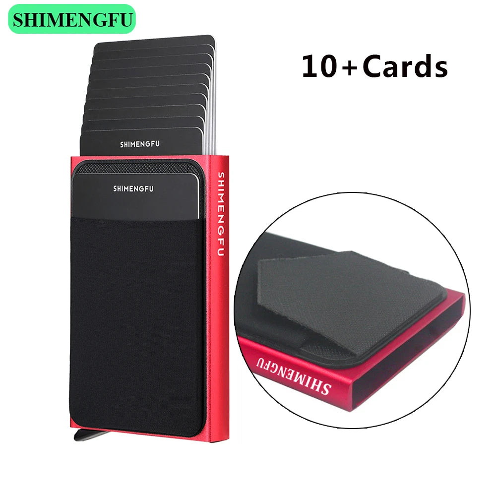 Pop Up RFID ID Card Holder Male Wallet Mini Package Aluminum Metal Protective Gear Storage Bag Smart Quick Release Women Purse
