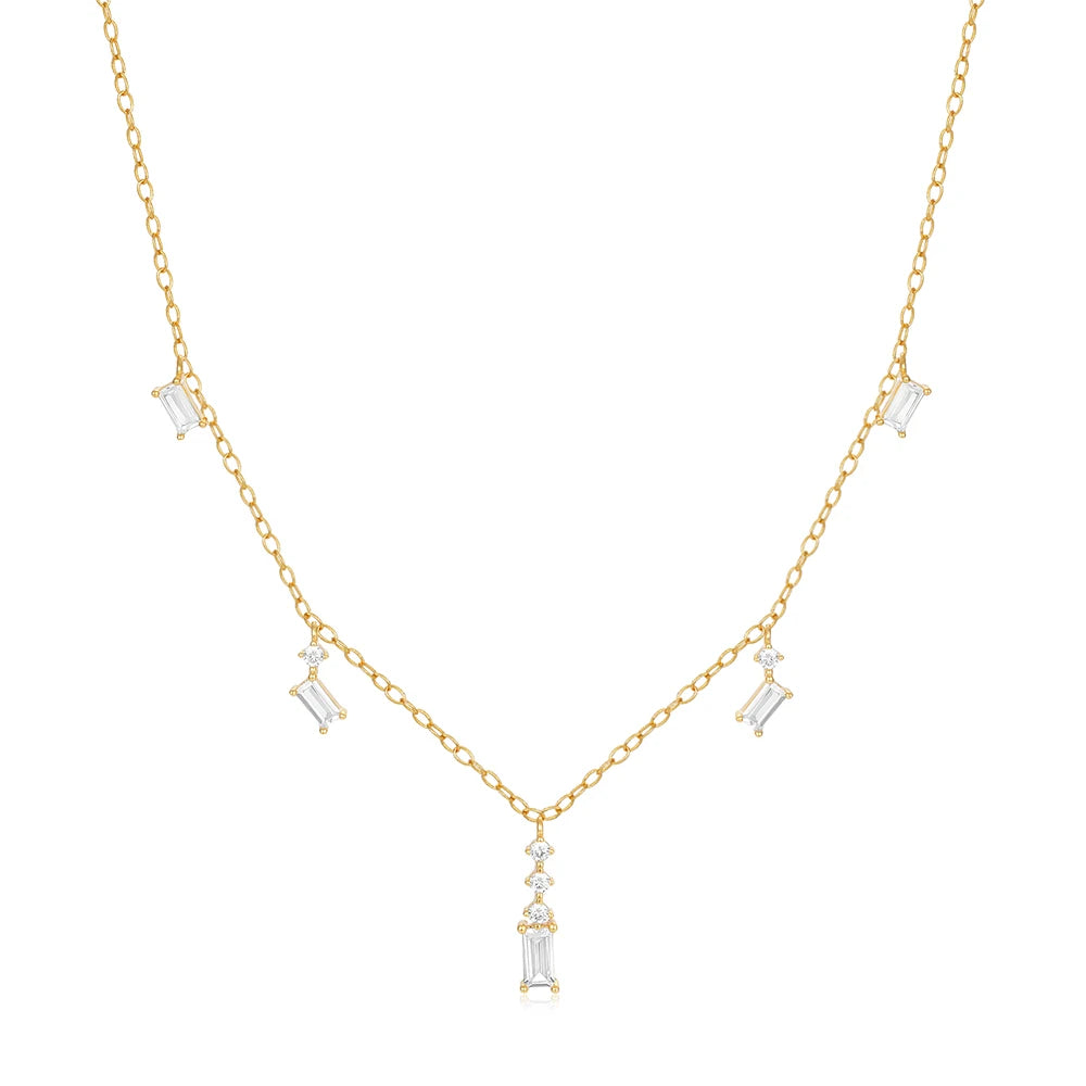 CANNER Crystal Zircon 925 Sterling Silver Necklace For Women Pendente Fine Jewelry Long Chain Wedding Party Accessory Mom Gift