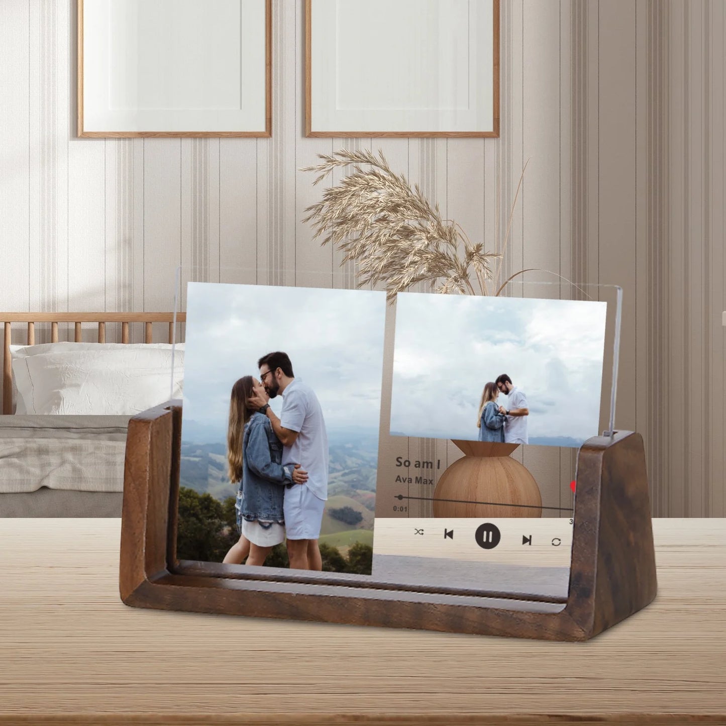Custom Song Acrylic Photo Frame Wedding Anniversary Gift for Couple Him Her Personalized Music Code Picture Frame Home Decor