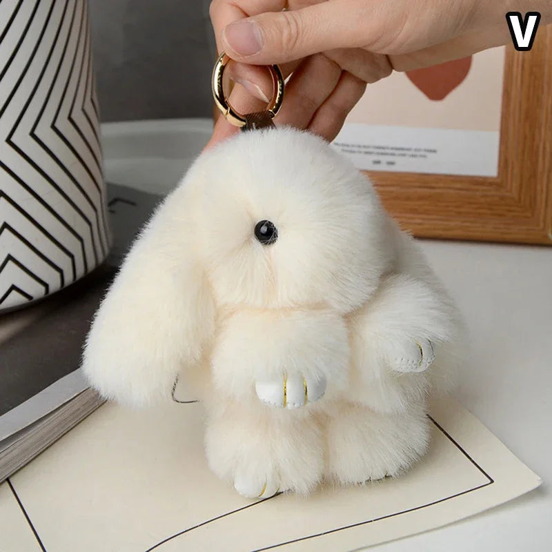 15cm Rabbit Fur Keychain Women Bag Car Key chain Pendant Decoration Jewelry Bags Hangings Accessories Gifts