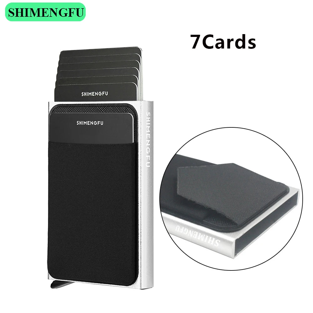 Pop Up RFID ID Card Holder Male Wallet Mini Package Aluminum Metal Protective Gear Storage Bag Smart Quick Release Women Purse
