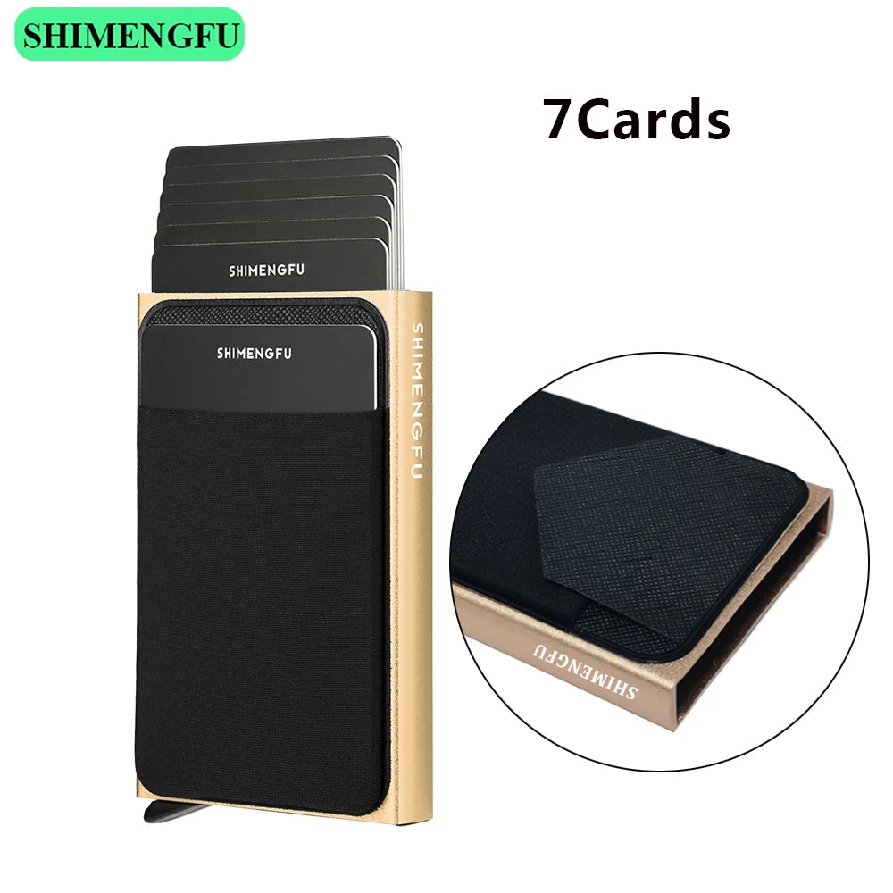 Pop Up RFID ID Card Holder Male Wallet Mini Package Aluminum Metal Protective Gear Storage Bag Smart Quick Release Women Purse