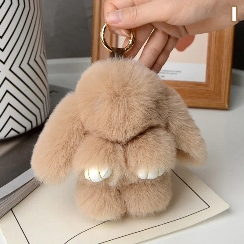 15cm Rabbit Fur Keychain Women Bag Car Key chain Pendant Decoration Jewelry Bags Hangings Accessories Gifts