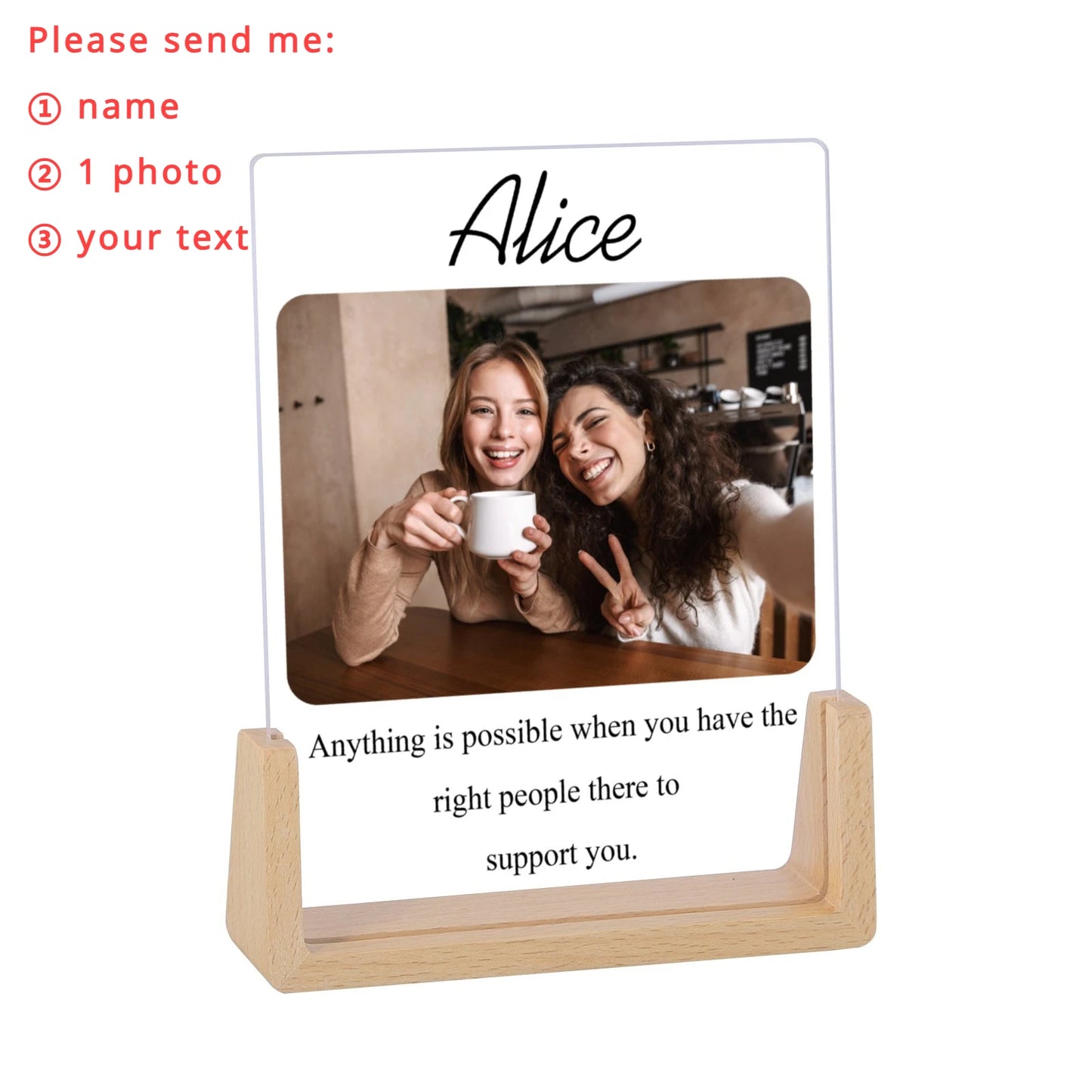 Custom Best Friend Photo Frame Personalized Print Friendship Gifts for Sister Bestie Bedroom Decor Valentines Day Birthday Gift