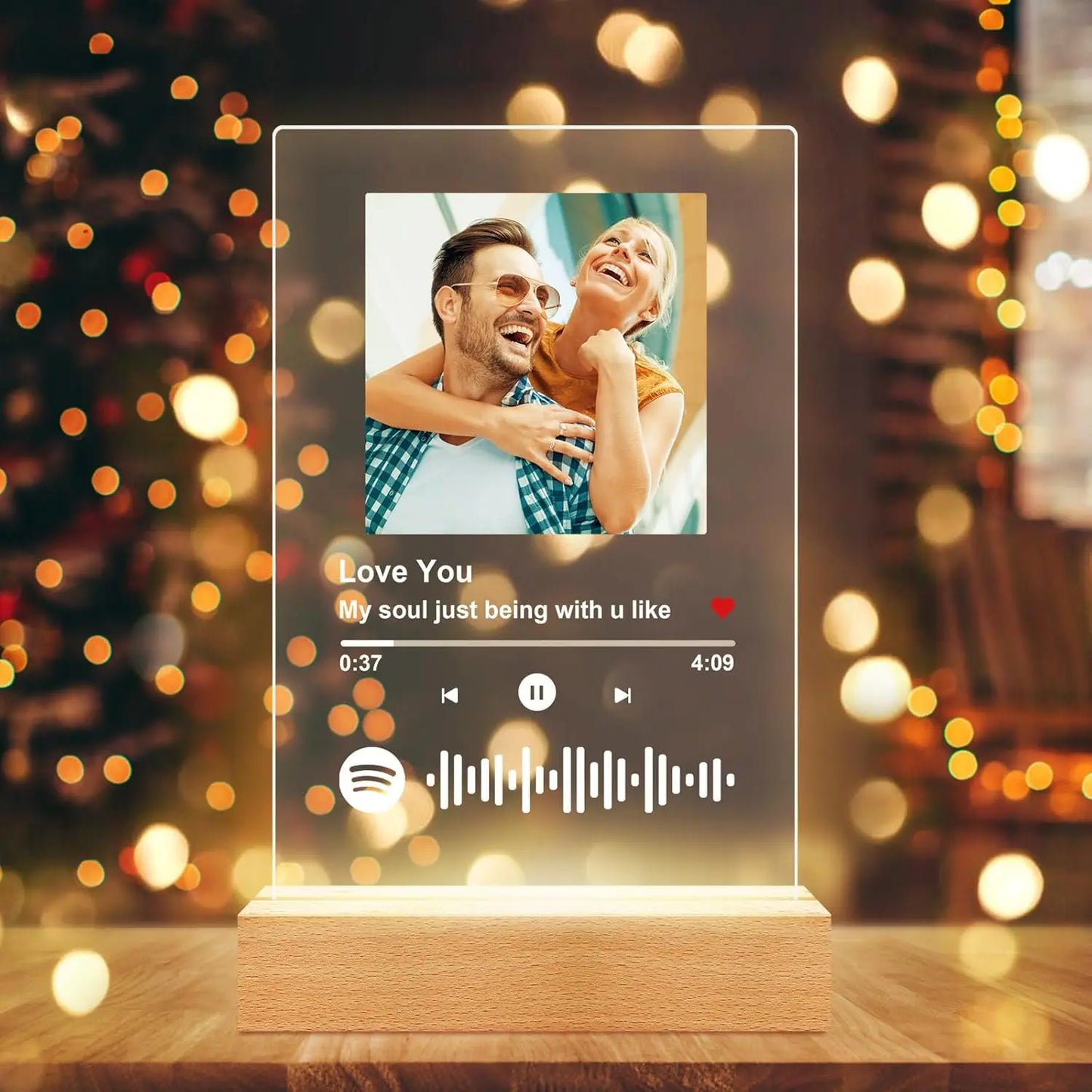 Personalised Acrylic Spotify Music Photo Plaque with LED Night Light Custom Mothers Day Gift Photo frames Custom Couple Gift