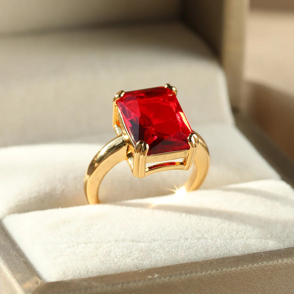 Adjustable Copper Zircon Ring For Women's For Party Engagement Fashion Christmas Gift For Women Aesthetic Metal Gold Color Ring