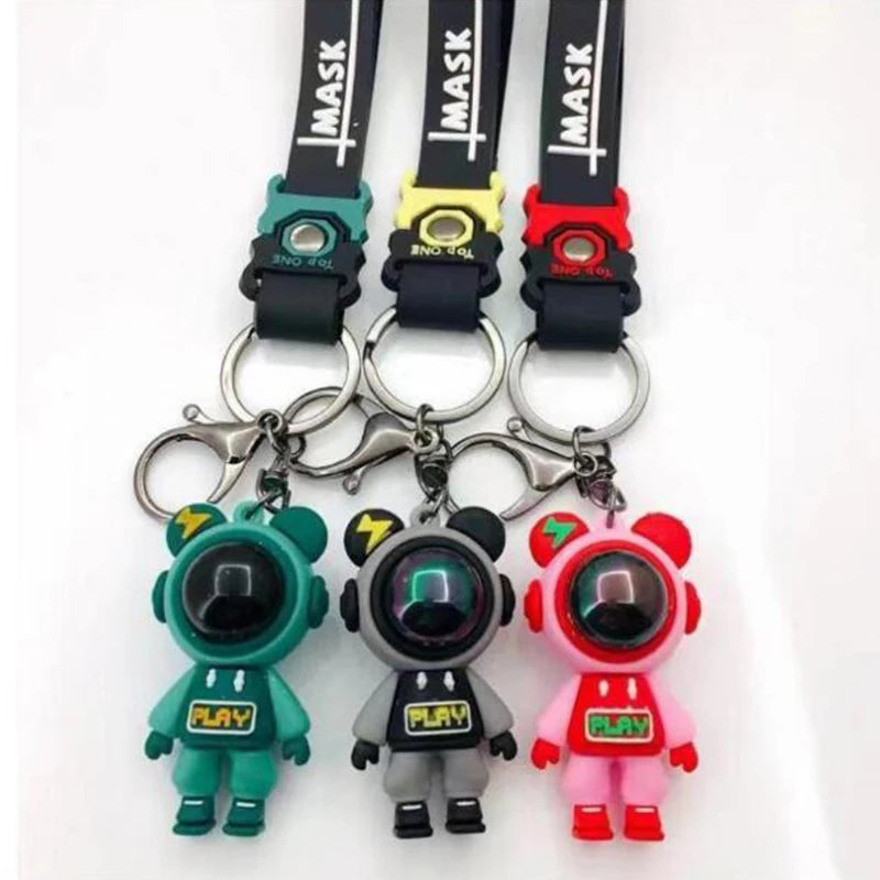 Cartoon Lightning Bear Keychain Cute Astronaut Bear Doll Keyring Bag Pendant Couple Car Keyholder Creative Bag Charm Accessories