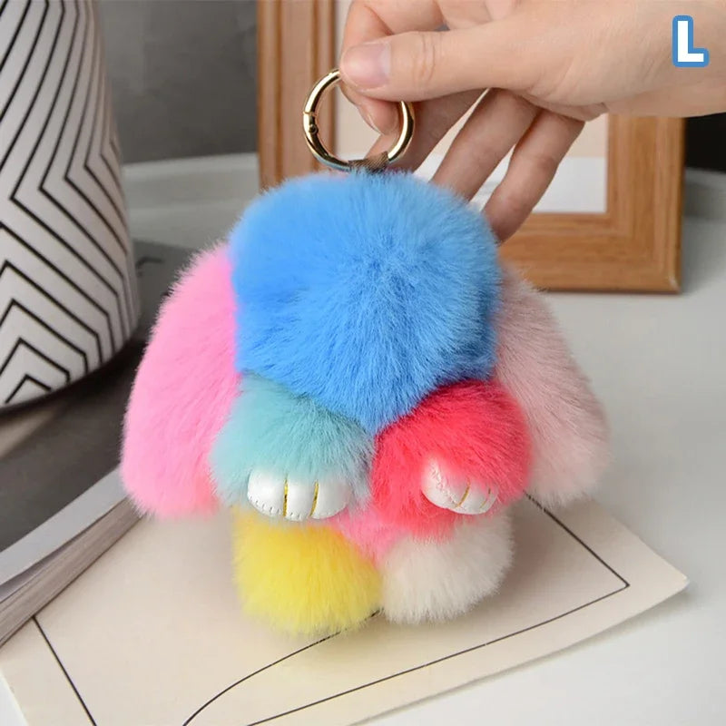 15cm Rabbit Fur Keychain Women Bag Car Key chain Pendant Decoration Jewelry Bags Hangings Accessories Gifts