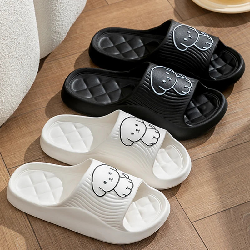 Cartoon Puppy Summer Couple Non-slip Soft Slides Lithe Comfort Sandals Men Women Casual Slippers Ladies' Home Flip Flops