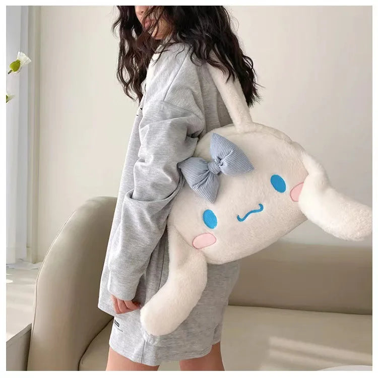 Sanrio Plush Cinnamoroll Melody Kuromi Women Tote Handbags Shoulder Bags Fashion Female Messenger Bags Purses Xmas Gifts