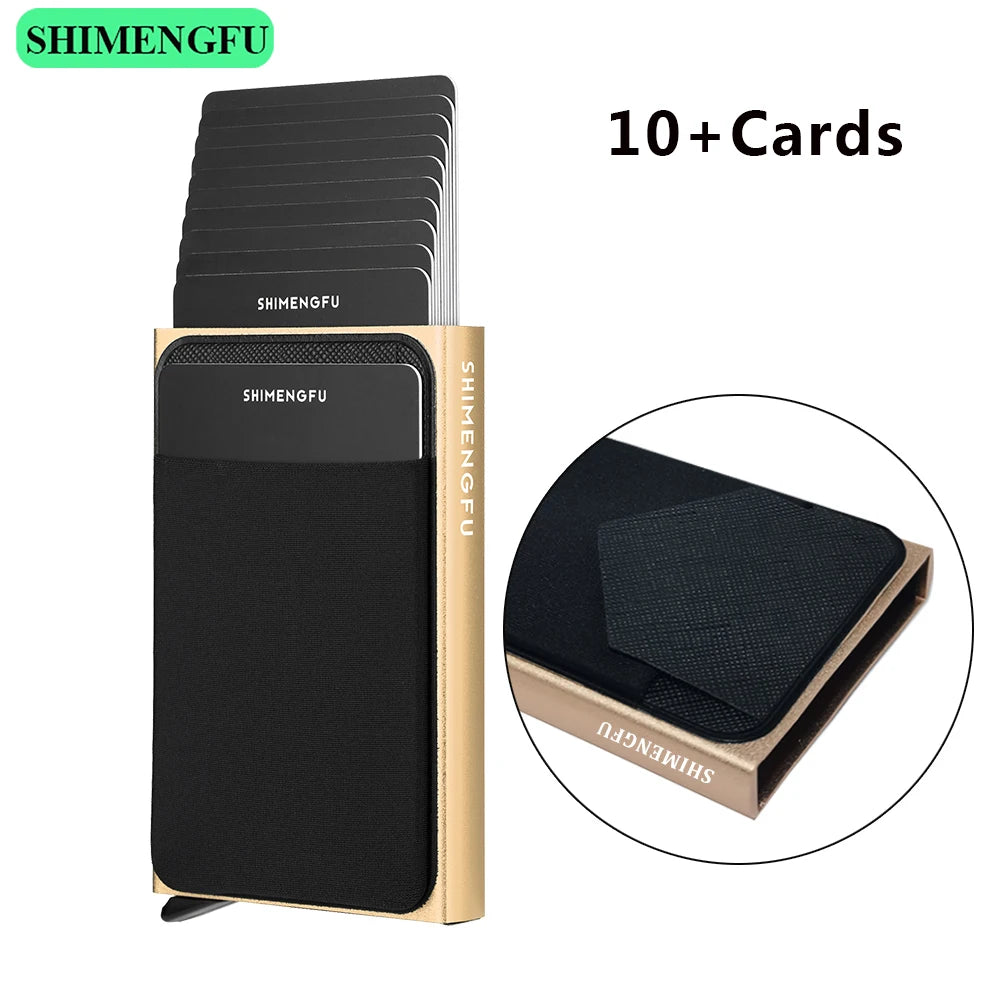 Pop Up RFID ID Card Holder Male Wallet Mini Package Aluminum Metal Protective Gear Storage Bag Smart Quick Release Women Purse