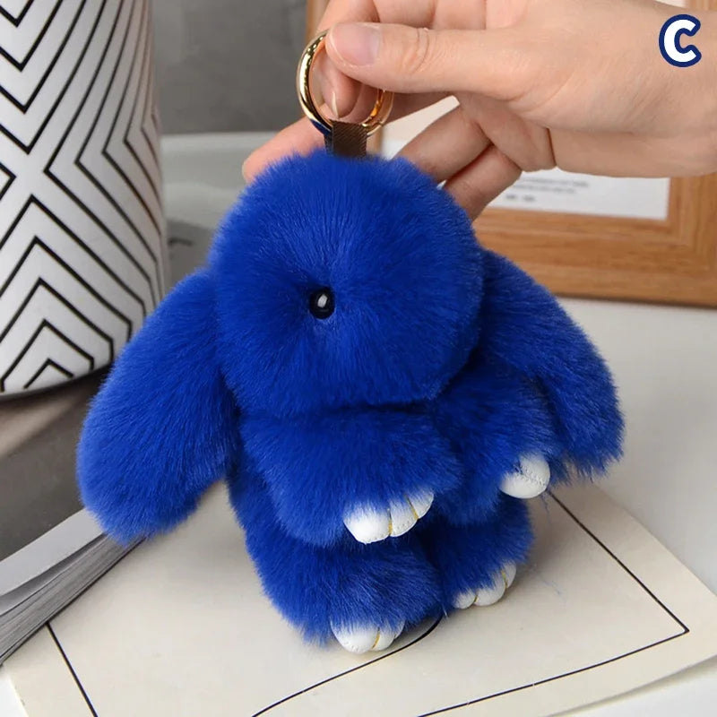 15cm Rabbit Fur Keychain Women Bag Car Key chain Pendant Decoration Jewelry Bags Hangings Accessories Gifts