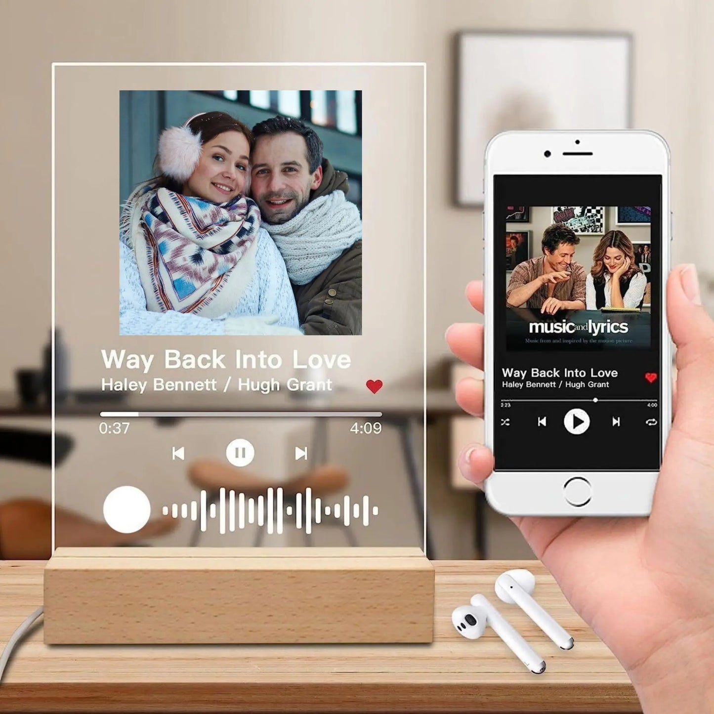 Personalised Acrylic Spotify Music Photo Plaque with LED Night Light Custom Mothers Day Gift Photo frames Custom Couple Gift