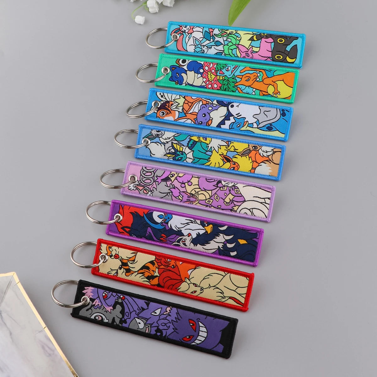 Japanese Hot Anime Characters Embroidered Key Cool Cartoon KeyTag Keychain for Motorcycles Keyring Jewelry Accessories Gifts 1pc