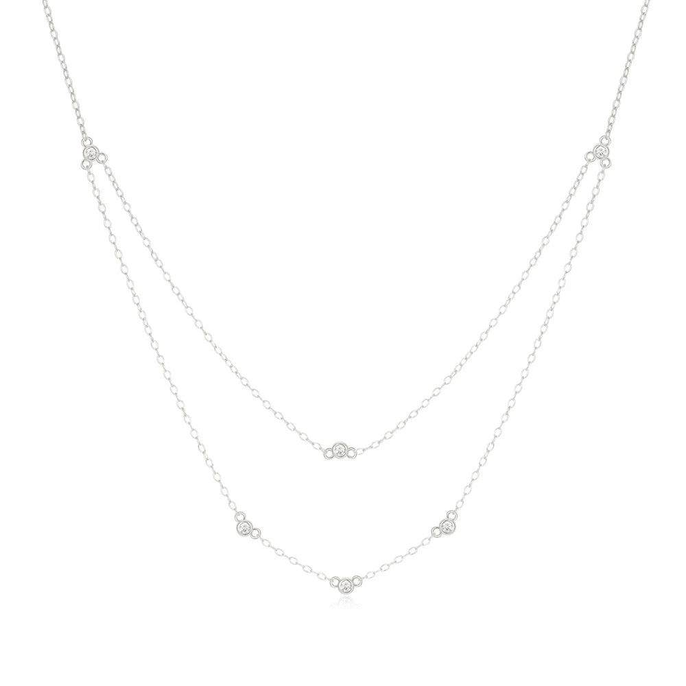 CANNER Crystal Zircon 925 Sterling Silver Necklace For Women Pendente Fine Jewelry Long Chain Wedding Party Accessory Mom Gift