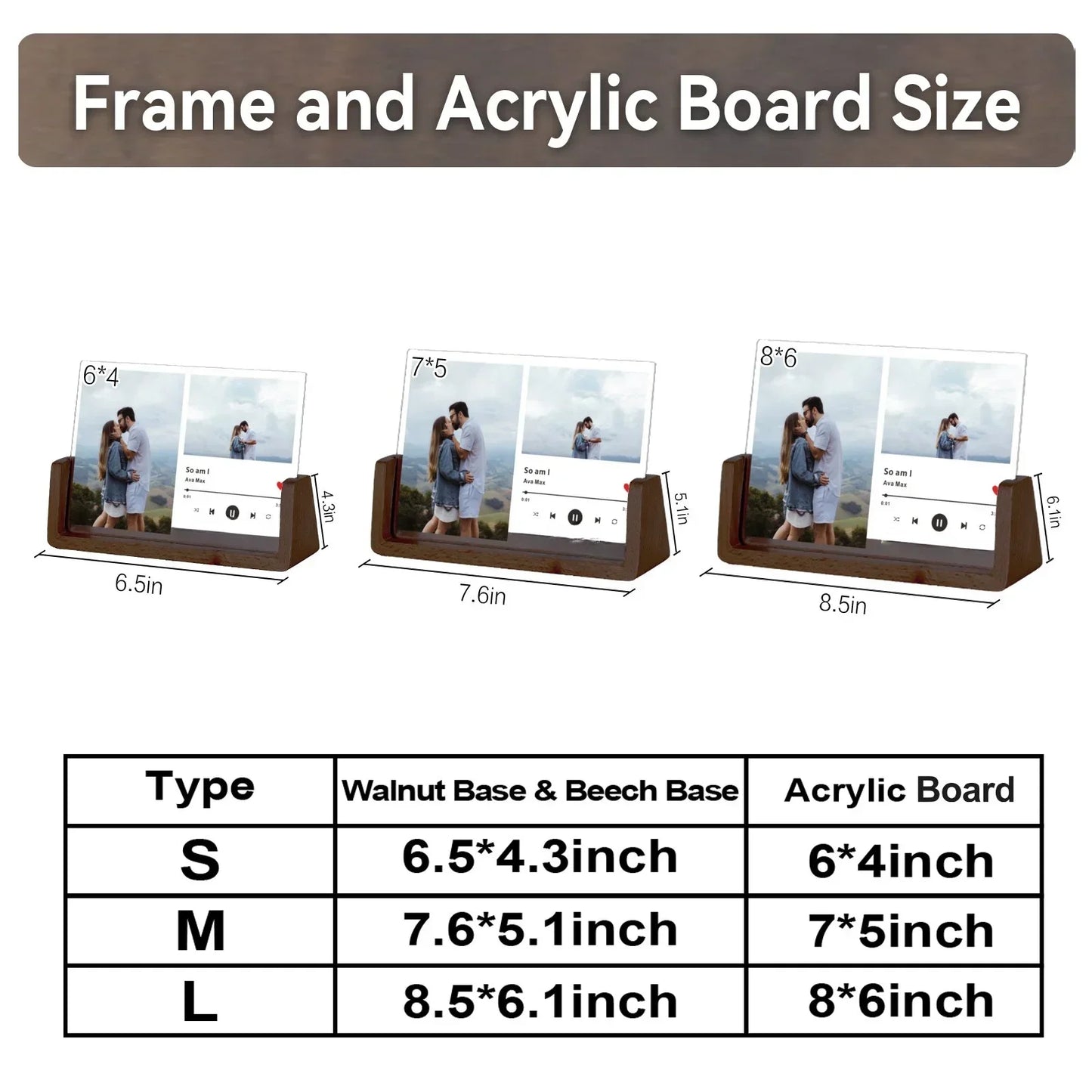 Custom Song Acrylic Photo Frame Wedding Anniversary Gift for Couple Him Her Personalized Music Code Picture Frame Home Decor