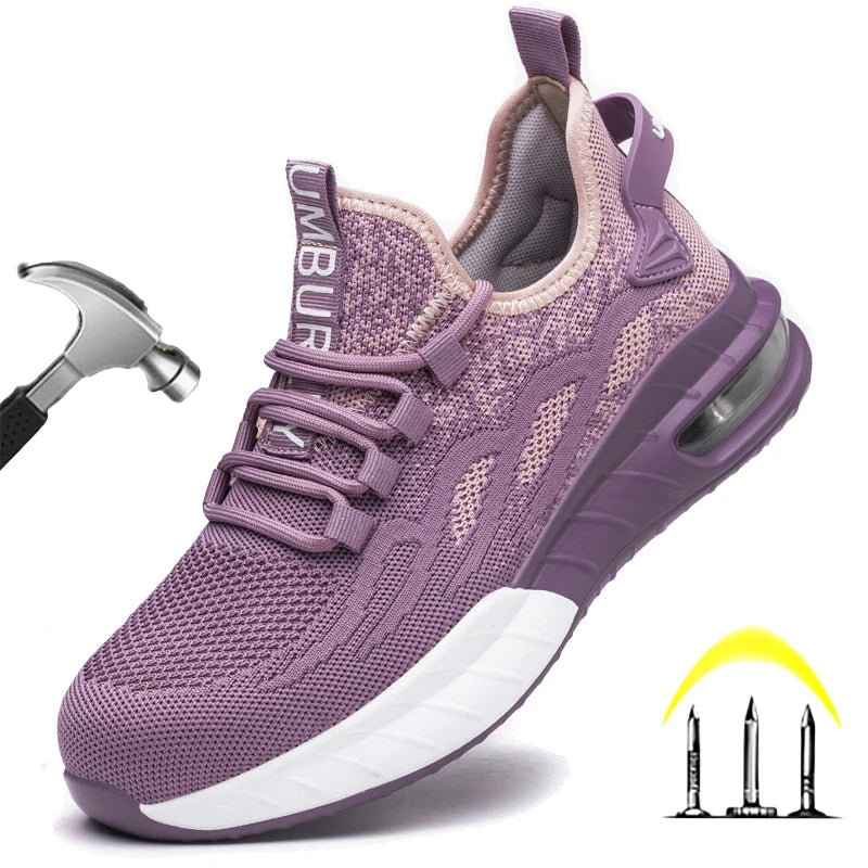 Women Safety Shoes For Work Safety Boots Breathable Steel Toe Puncture Proof Sport Work Sneakers Construction Security Boots