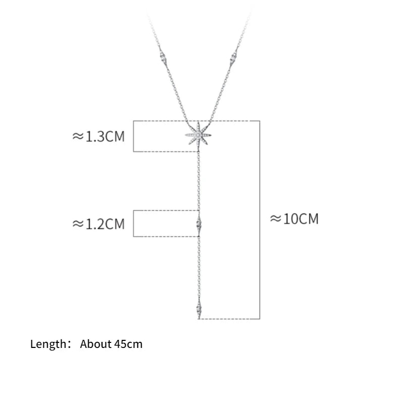 New 925 Sterling Silver Eight pointed star Pendent Necklace For Women Charm Choker Boho Fashion Wedding Party Jewelry