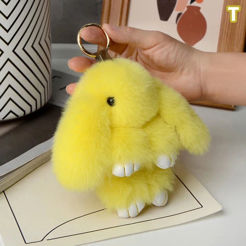 15cm Rabbit Fur Keychain Women Bag Car Key chain Pendant Decoration Jewelry Bags Hangings Accessories Gifts