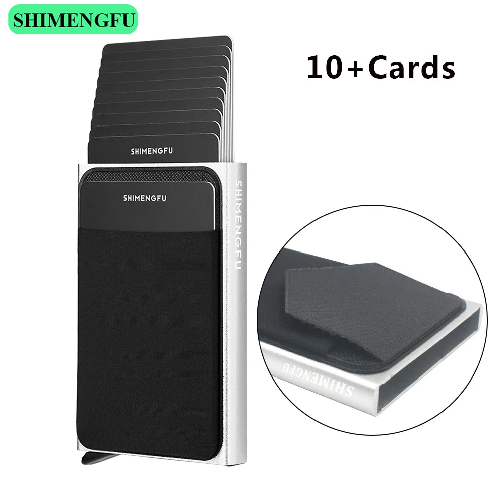 Pop Up RFID ID Card Holder Male Wallet Mini Package Aluminum Metal Protective Gear Storage Bag Smart Quick Release Women Purse