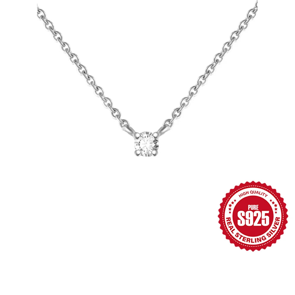 CANNER Crystal Zircon 925 Sterling Silver Necklace For Women Pendente Fine Jewelry Long Chain Wedding Party Accessory Mom Gift