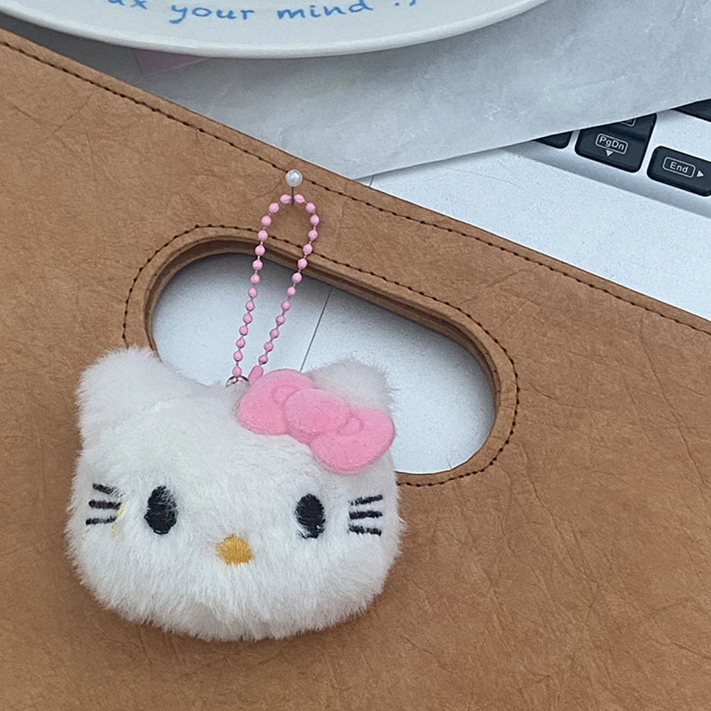 New Hello Kitty Keychain Sanrio Cute Black Pink Bow Doll Bag Plush Phone Pendant Car Key Chain Couple Accessories Birthday Gift