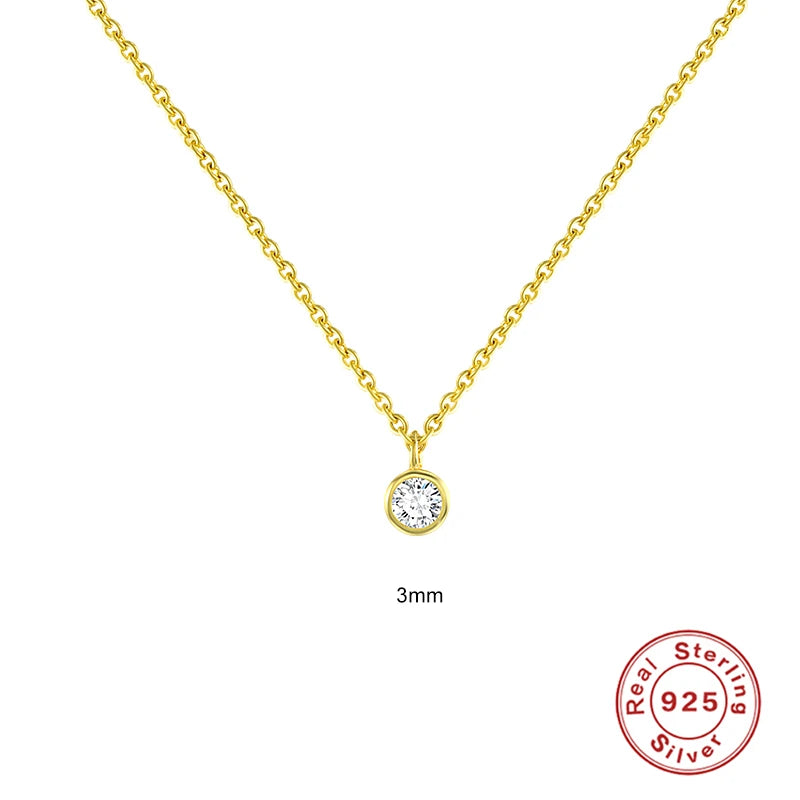 CANNER Crystal Zircon 925 Sterling Silver Necklace For Women Pendente Fine Jewelry Long Chain Wedding Party Accessory Mom Gift