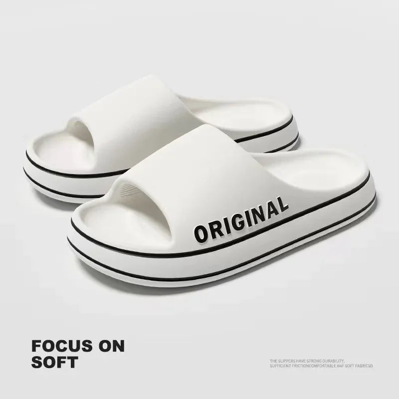 High-end Simple Men's Summer Slippers Eva Outsole Non-slip Indoor Home Bathroom Slippers For Couples Feeling Outer Wear
