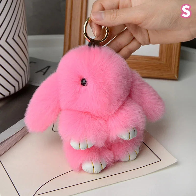 15cm Rabbit Fur Keychain Women Bag Car Key chain Pendant Decoration Jewelry Bags Hangings Accessories Gifts