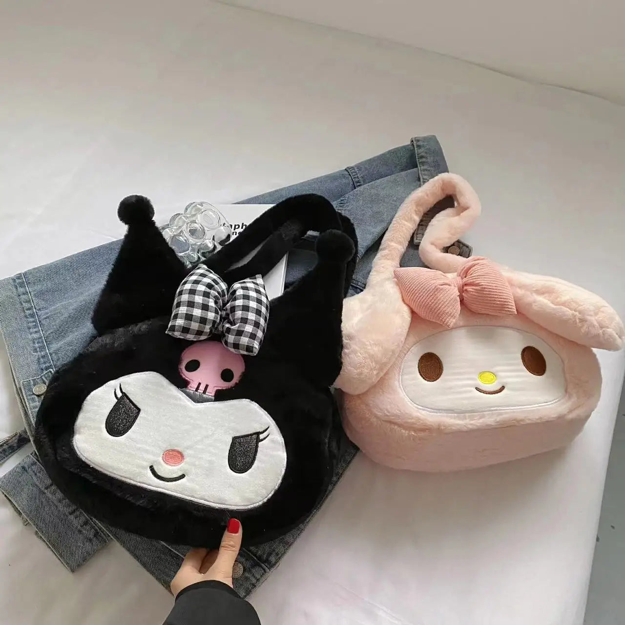 Sanrio Plush Cinnamoroll Melody Kuromi Women Tote Handbags Shoulder Bags Fashion Female Messenger Bags Purses Xmas Gifts