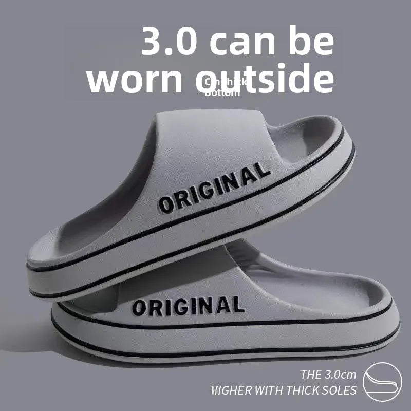 High-end Simple Men's Summer Slippers Eva Outsole Non-slip Indoor Home Bathroom Slippers For Couples Feeling Outer Wear