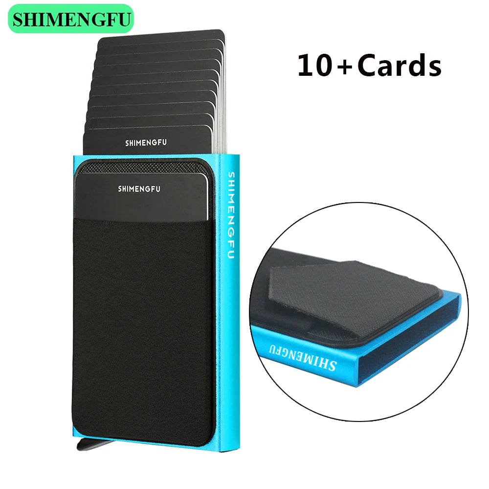 Pop Up RFID ID Card Holder Male Wallet Mini Package Aluminum Metal Protective Gear Storage Bag Smart Quick Release Women Purse