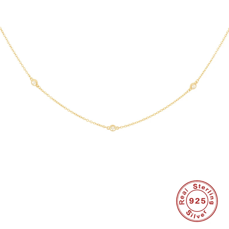 CANNER Crystal Zircon 925 Sterling Silver Necklace For Women Pendente Fine Jewelry Long Chain Wedding Party Accessory Mom Gift