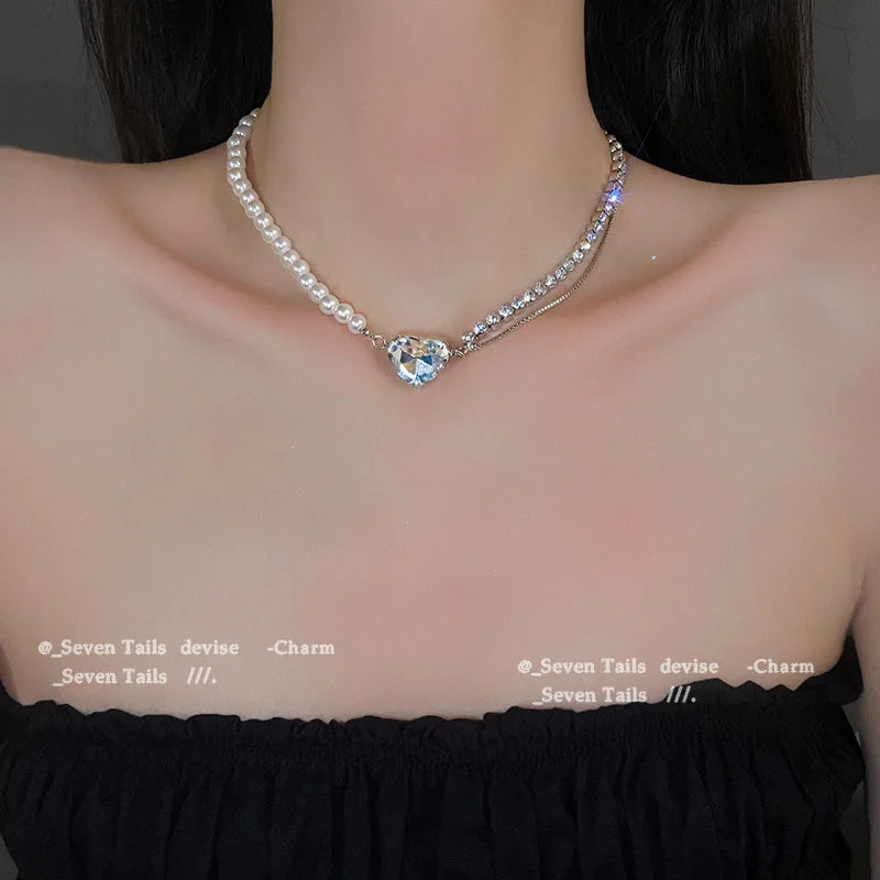 2023 New Fashion Trend Unique Design Delicate Vintage Zircon Flower Pearl Necklace Women Jewelry Wedding Party Premium Gift